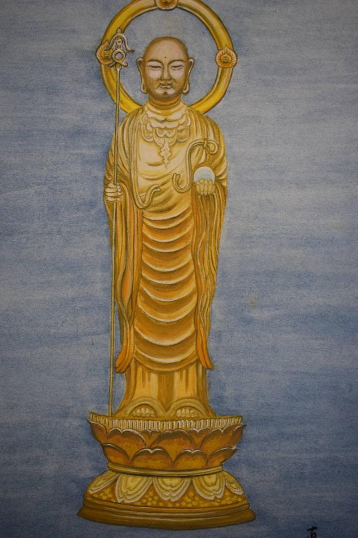 真作/真道/地蔵菩薩像図/桐共箱付/布袋屋掛軸HJ-296