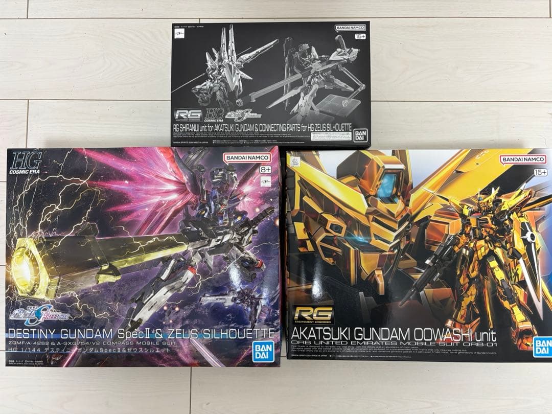 RGアカツキガンダム&シラヌイパック&ゼウスシルエット　3点セット