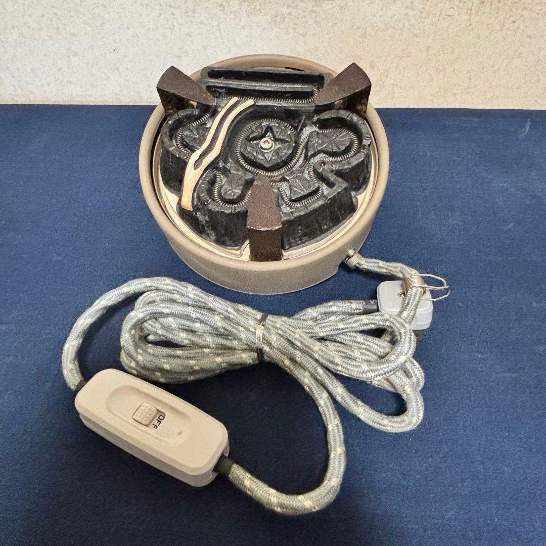 風呂 茶釜 電熱器 唐銅鬼面風炉釜 野々田製電熱器 敷板 茶道具 お点前道具