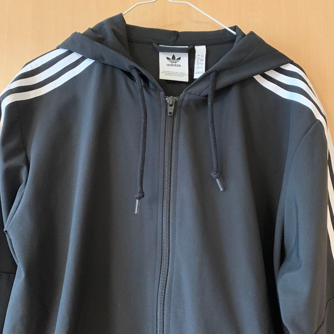 アディダスオリジナルス　セットアップ　パーカー　ジャージ　ブラックホワイトライン