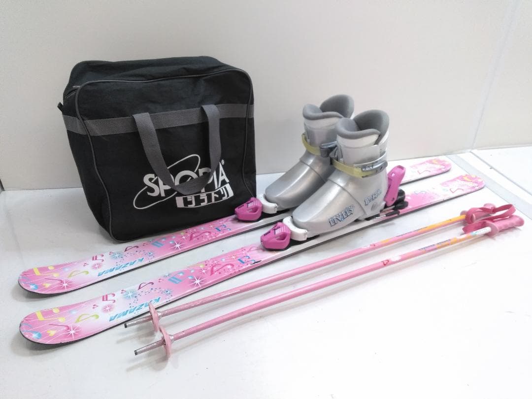 女の子 ジュニアスキー4点セット カザマ 126cm ブーツ 25cm ◇