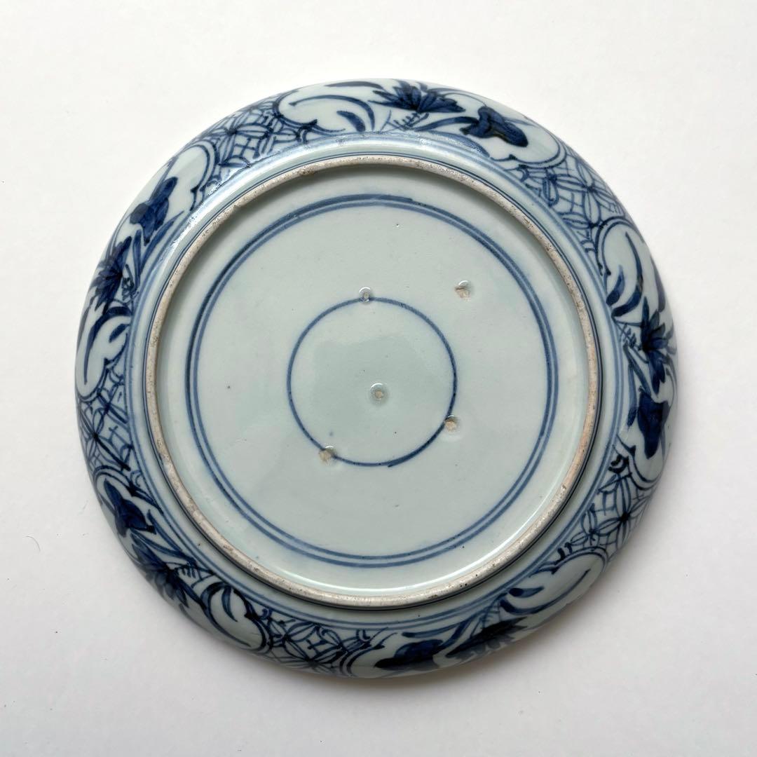 伊万里　古伊万里　江戸　後期　鶴上仙人図　富字　丸紋　牡丹　型紙摺り