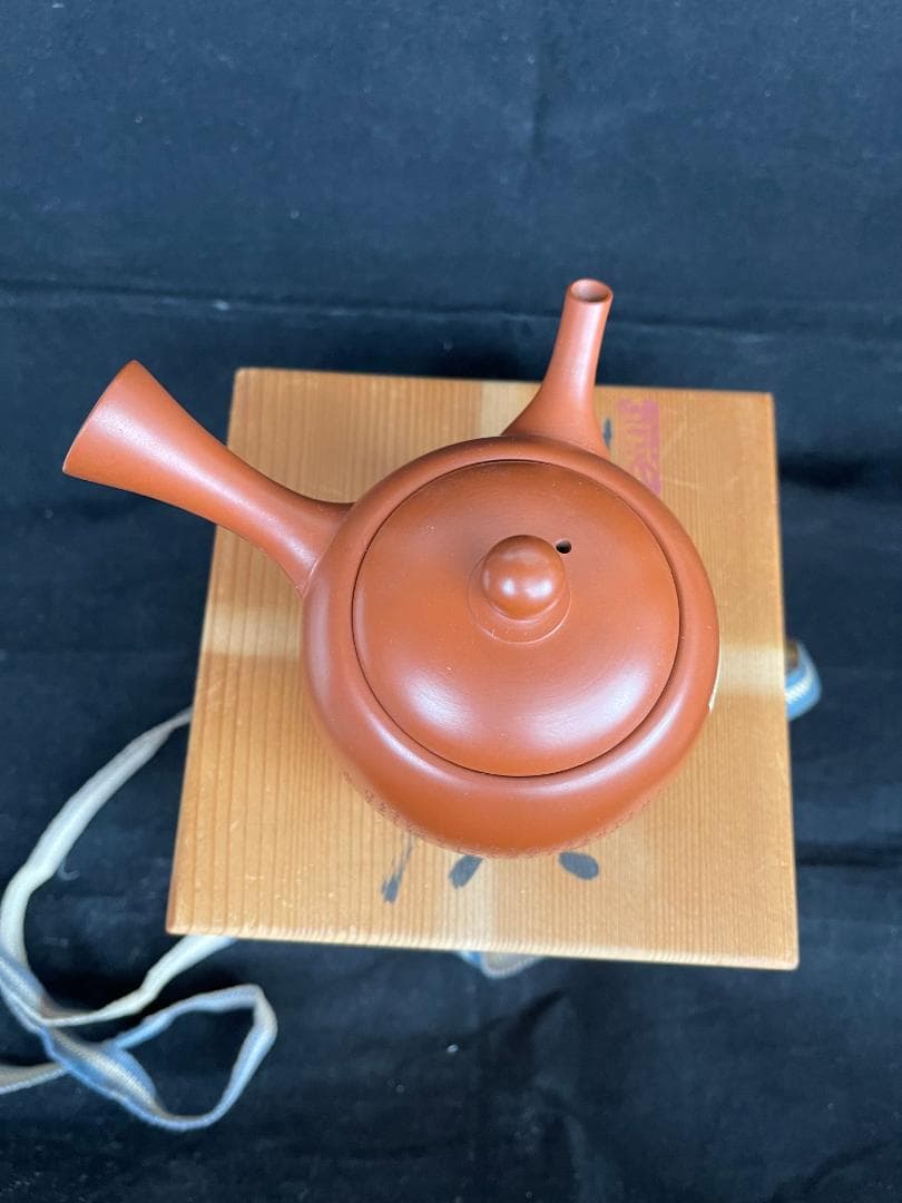 常滑焼　風月作　白道彫り　竹彫り　急須　茶器　煎茶道具