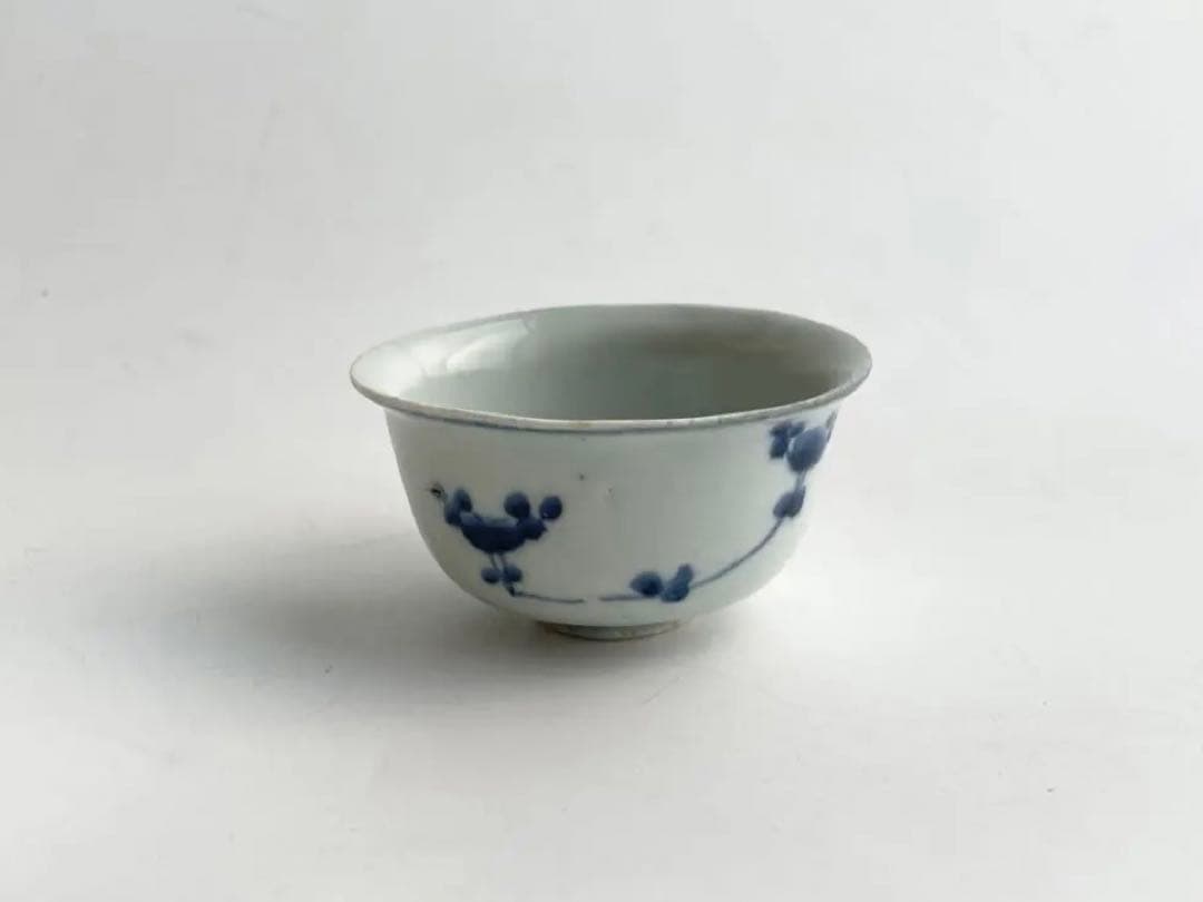 骨董　アンティーク　古染付　なずな文様　薺　染付　盃　杯　猪口　煎茶碗　中国骨董