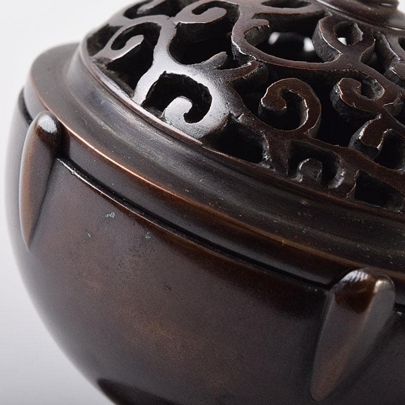 マル 茶道具　釜師　根来実三作　唐銅　火屋蓋置　共箱　V R8718