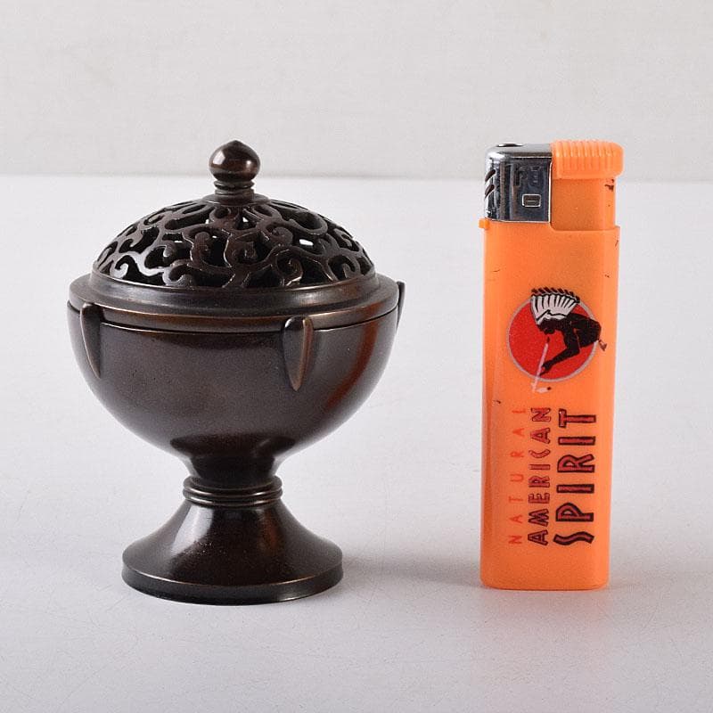 マル 茶道具　釜師　根来実三作　唐銅　火屋蓋置　共箱　V R8718