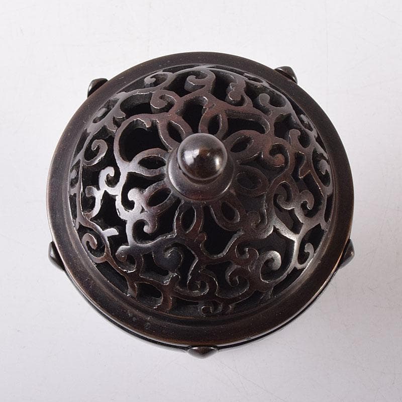 マル 茶道具　釜師　根来実三作　唐銅　火屋蓋置　共箱　V R8718