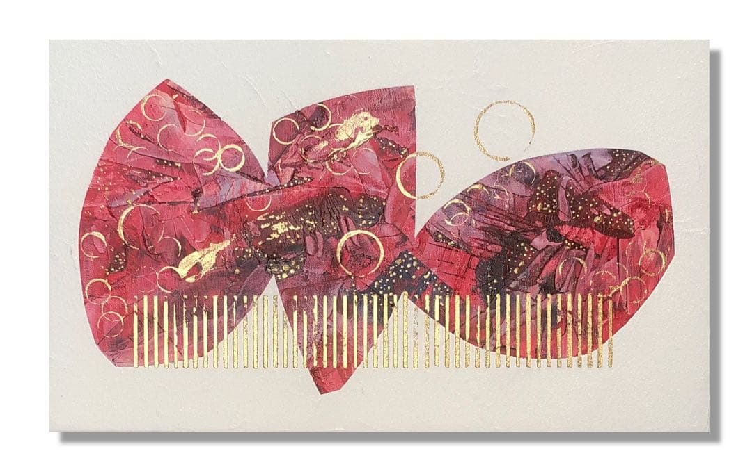 絵画　油絵　原画　一点物　抽象画　現代アート　北欧　赤　金　スタイリッシュ　M8