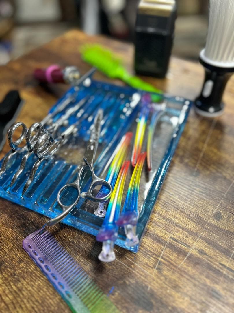 BARBER　barbershop　シザーケース　シザースタンド　レジン