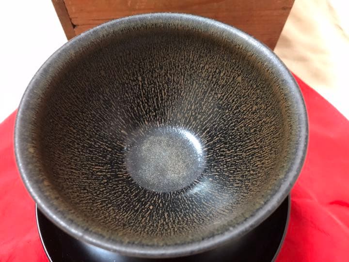 茶道具 唐物 宋時代天目茶碗 貴人台 旧家蔵出　旧日の丸旗