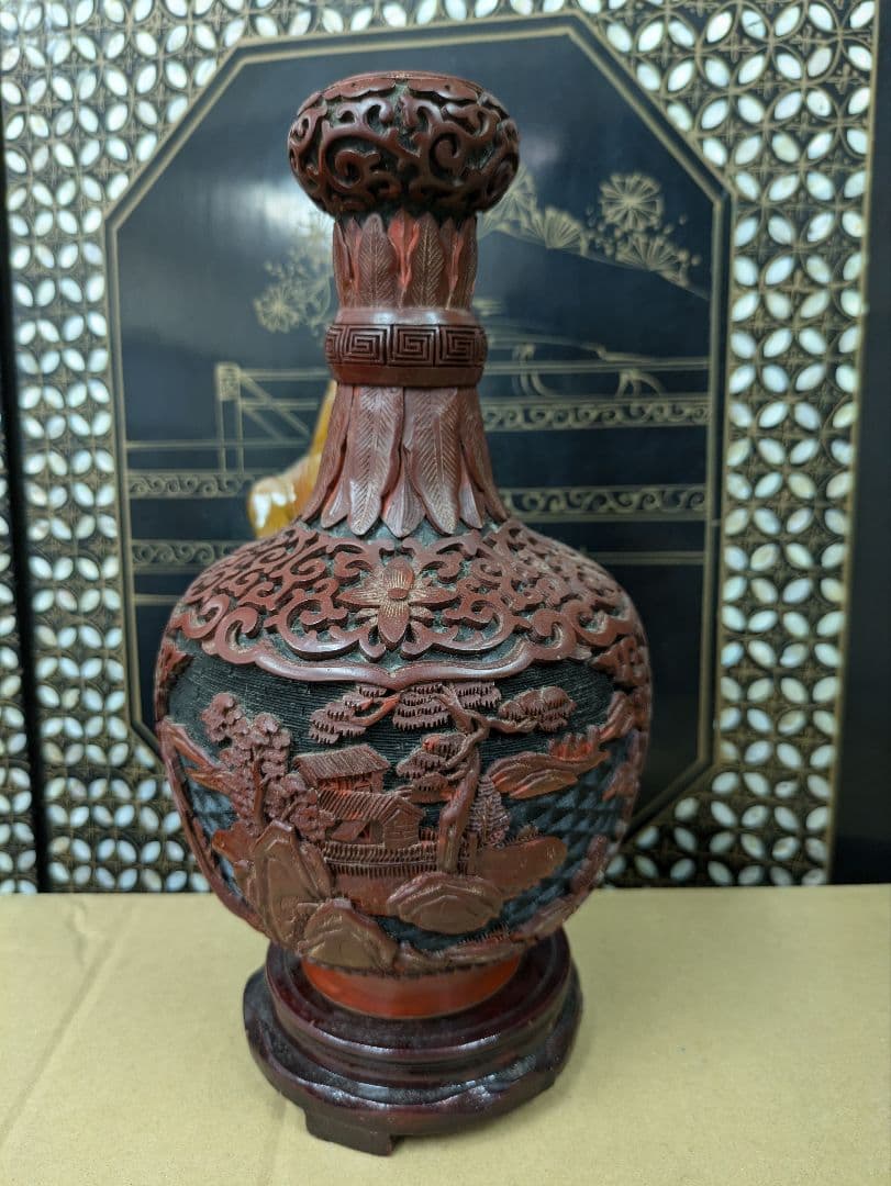 専用　骨董品　壺　堆朱