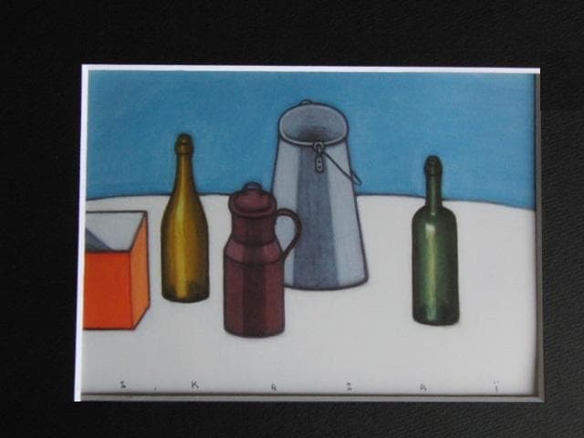 笠井誠一、【ボトルとミルク缶のある卓上静物】、希少な額装用画集画