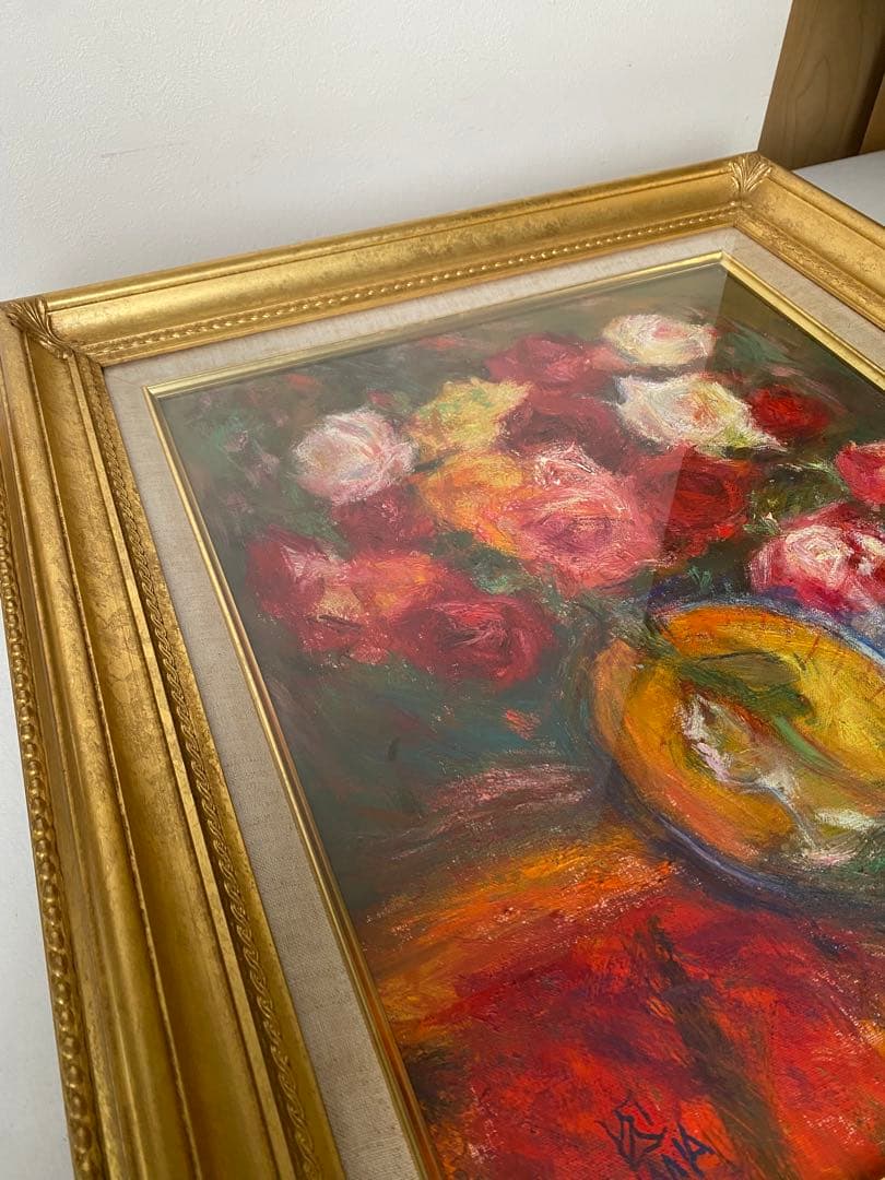 濱本久雄　油絵　油彩画　額縁　金色フレーム