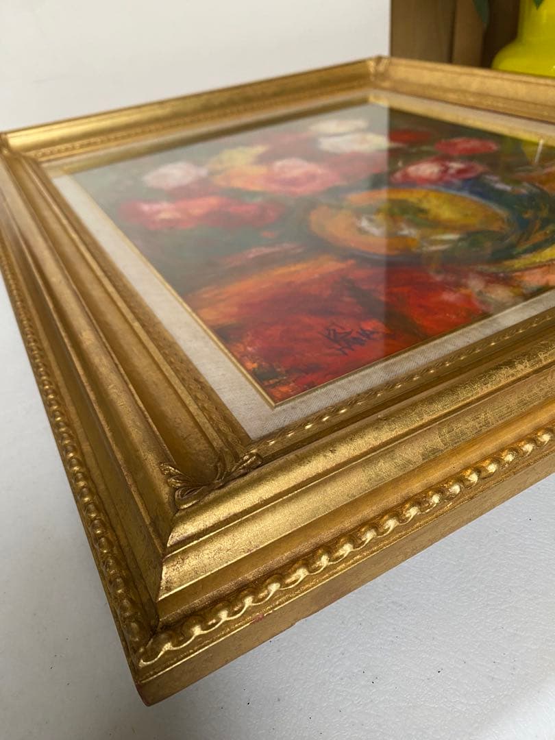 濱本久雄　油絵　油彩画　額縁　金色フレーム