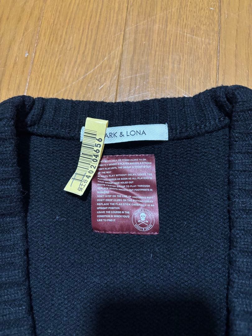 マーク&ロナ スカル柄ブラックニットカーディガンM