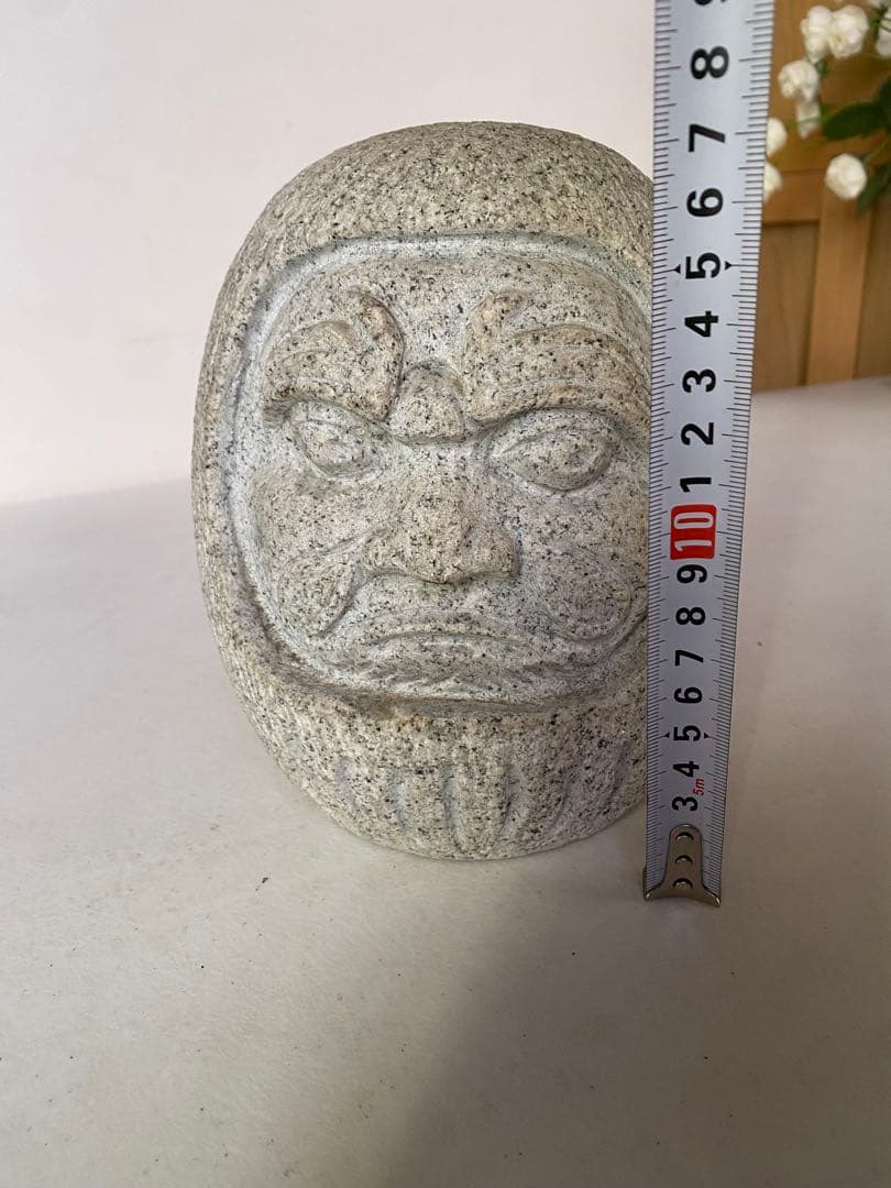 だるま石　御影石　達磨　だるま　ダルマ　置物　彫刻　縁起物　骨董　オブジェ