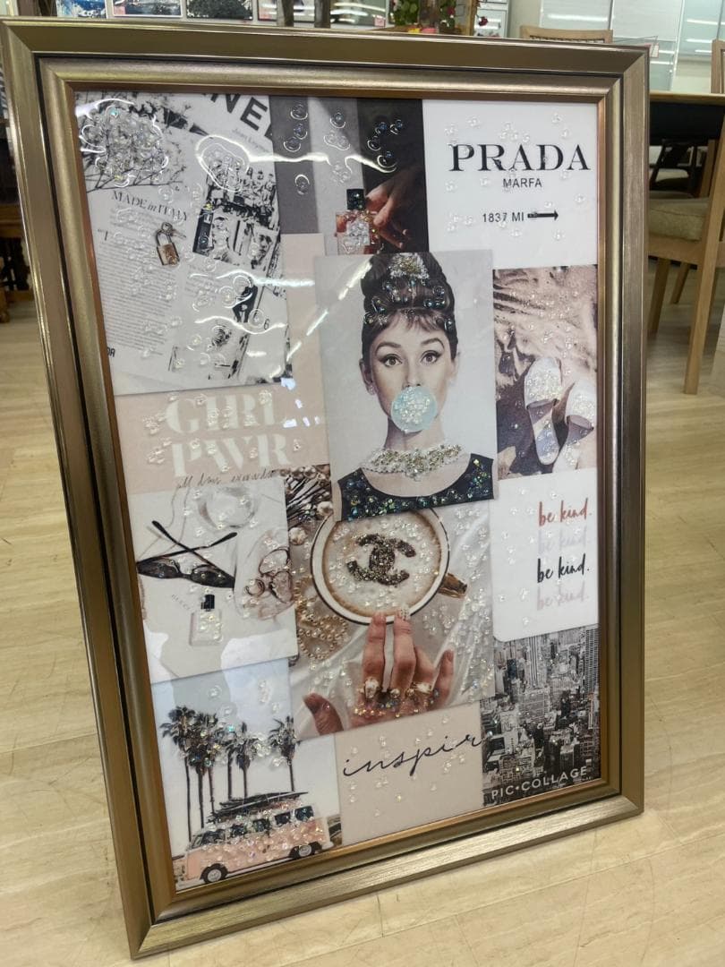 水晶絵　アートパネル　オマージュアート　ブランド　クリスタル　絵画　絵　壁掛け