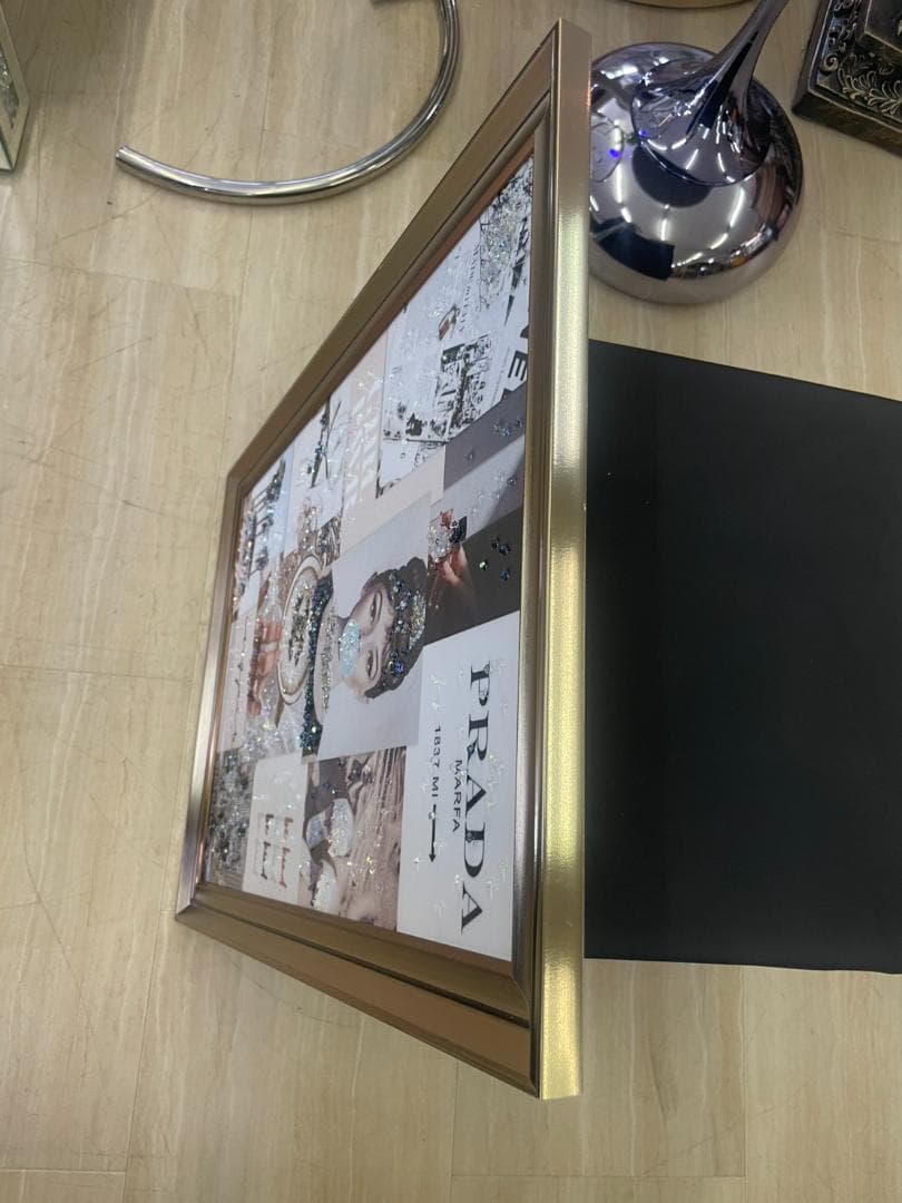 水晶絵　アートパネル　オマージュアート　ブランド　クリスタル　絵画　絵　壁掛け