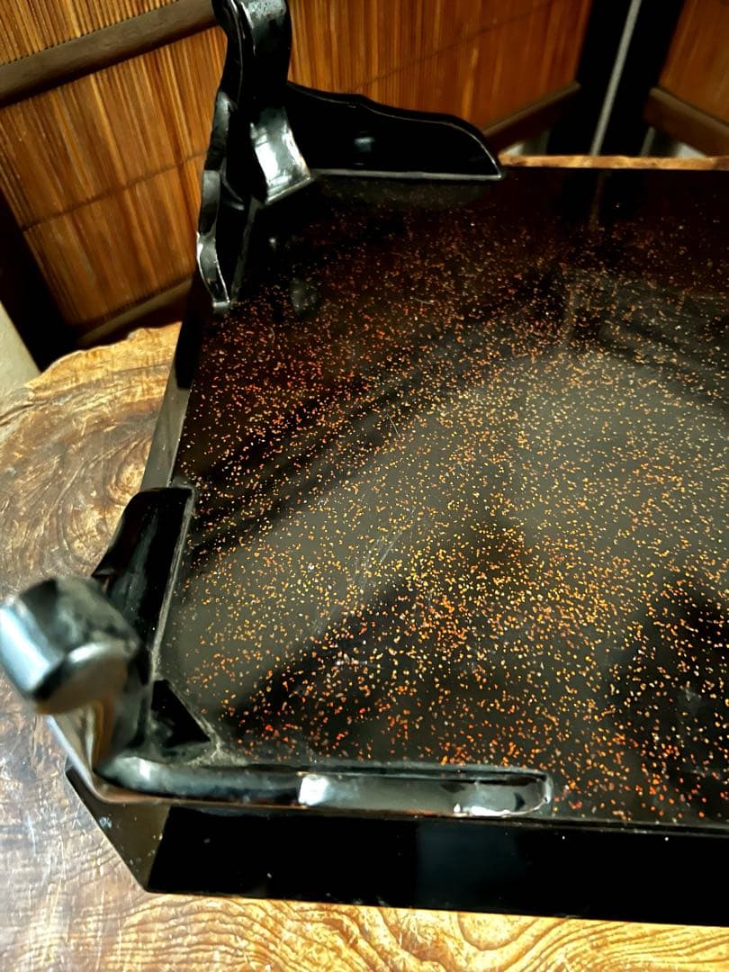 時代 漆芸 金彩 蒔絵 祝い膳 黒塗り 裏 梨地