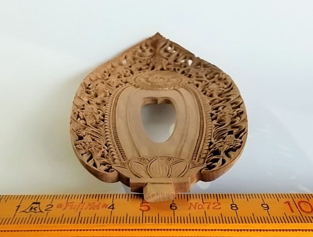 光背(4寸立像用)#658 透し彫 宝相華唐草 ◆白檀 木彫 仏像付属品