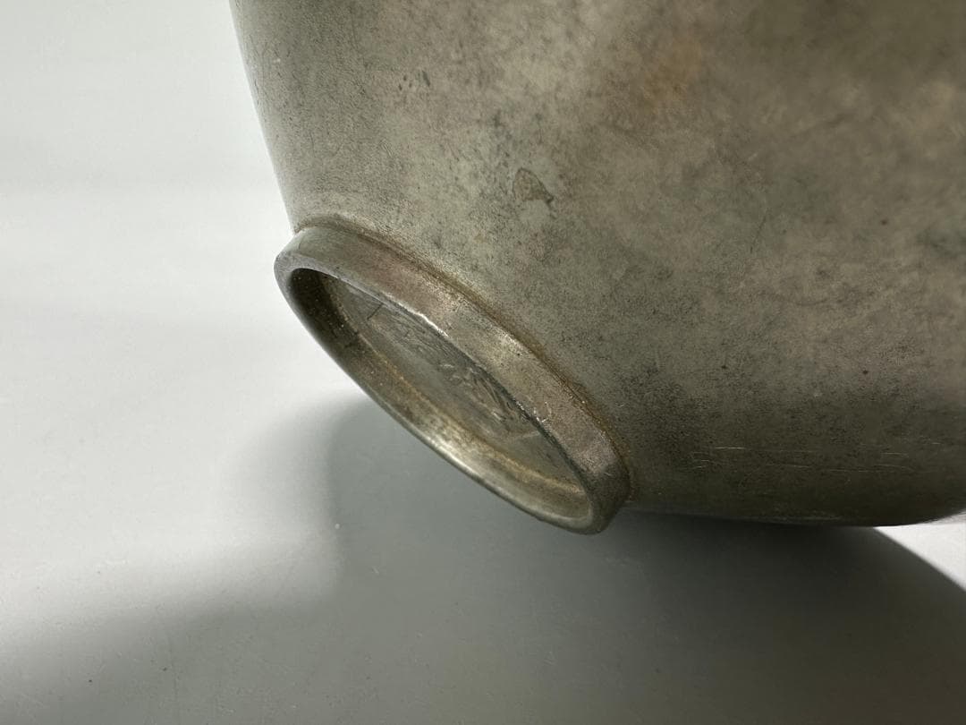 煎茶道具　古錫製　茶托　茶器　錫屋　在銘　時代茶托