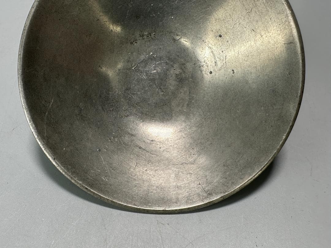 煎茶道具　古錫製　茶托　茶器　錫屋　在銘　時代茶托