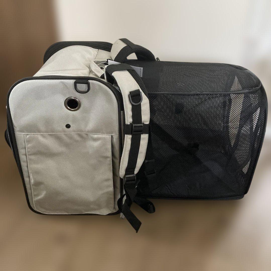 ペットキャリーバッグ カンボウプラス メッシュパネル付き グレー