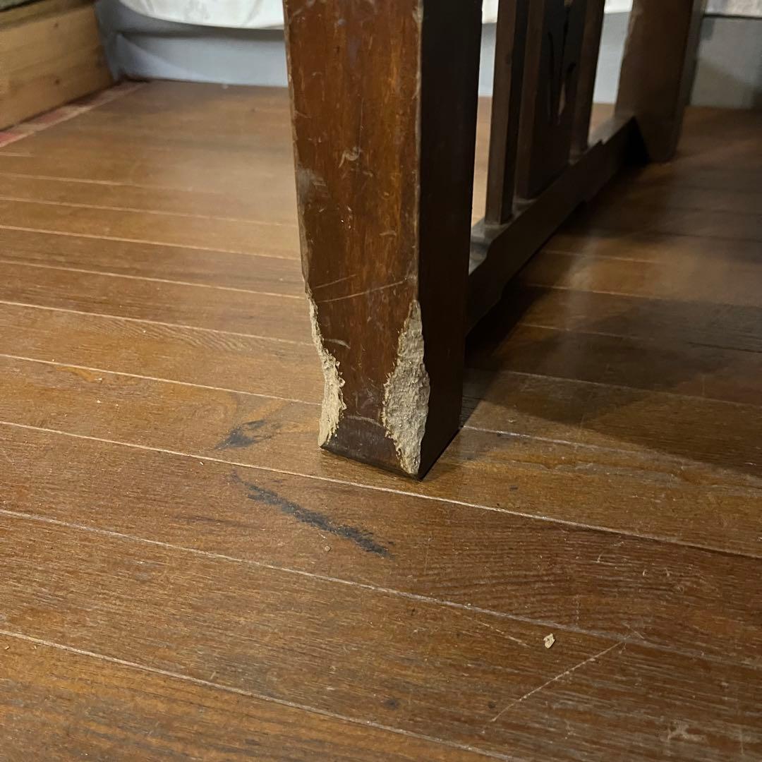 【アンティーク】木製 無垢材 文机 座卓 書斎机 2杯引出し 古家具 古民家