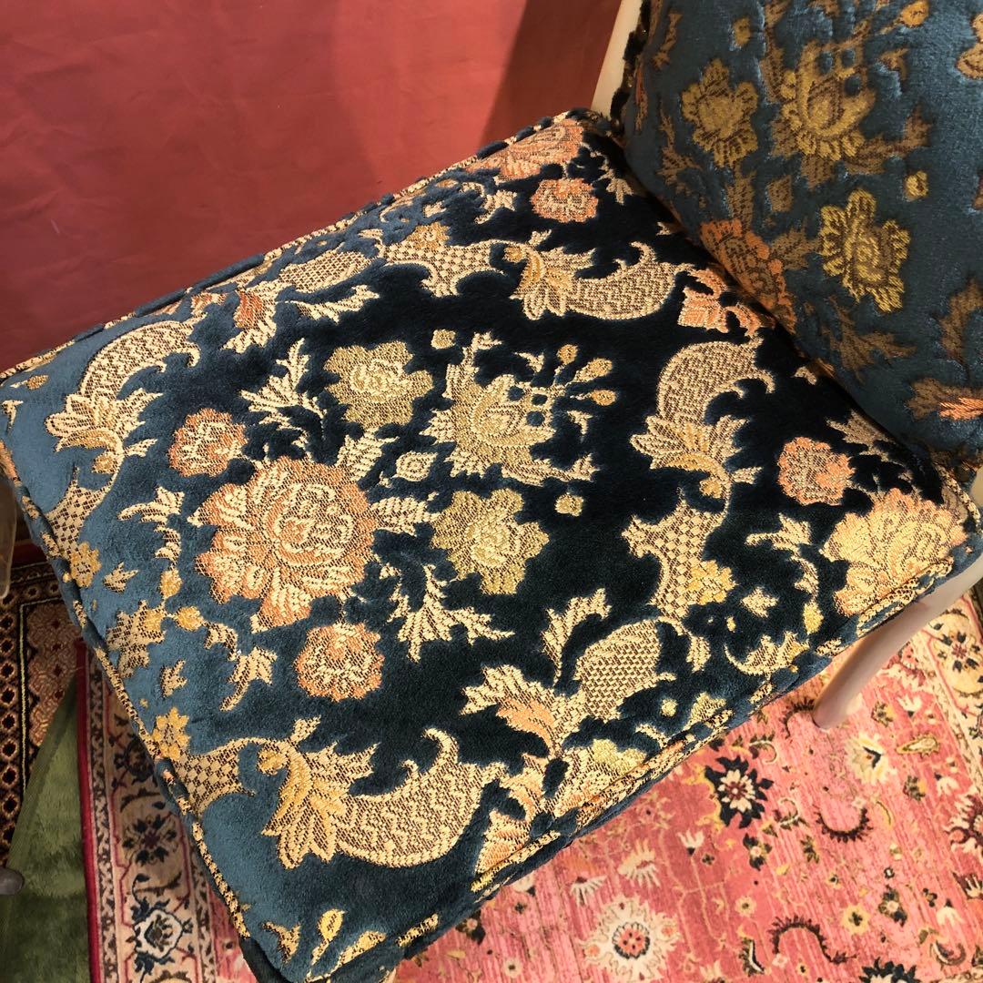 シャビーシック　フレンチ　アンティーク　片肘スツール　猫脚チェア