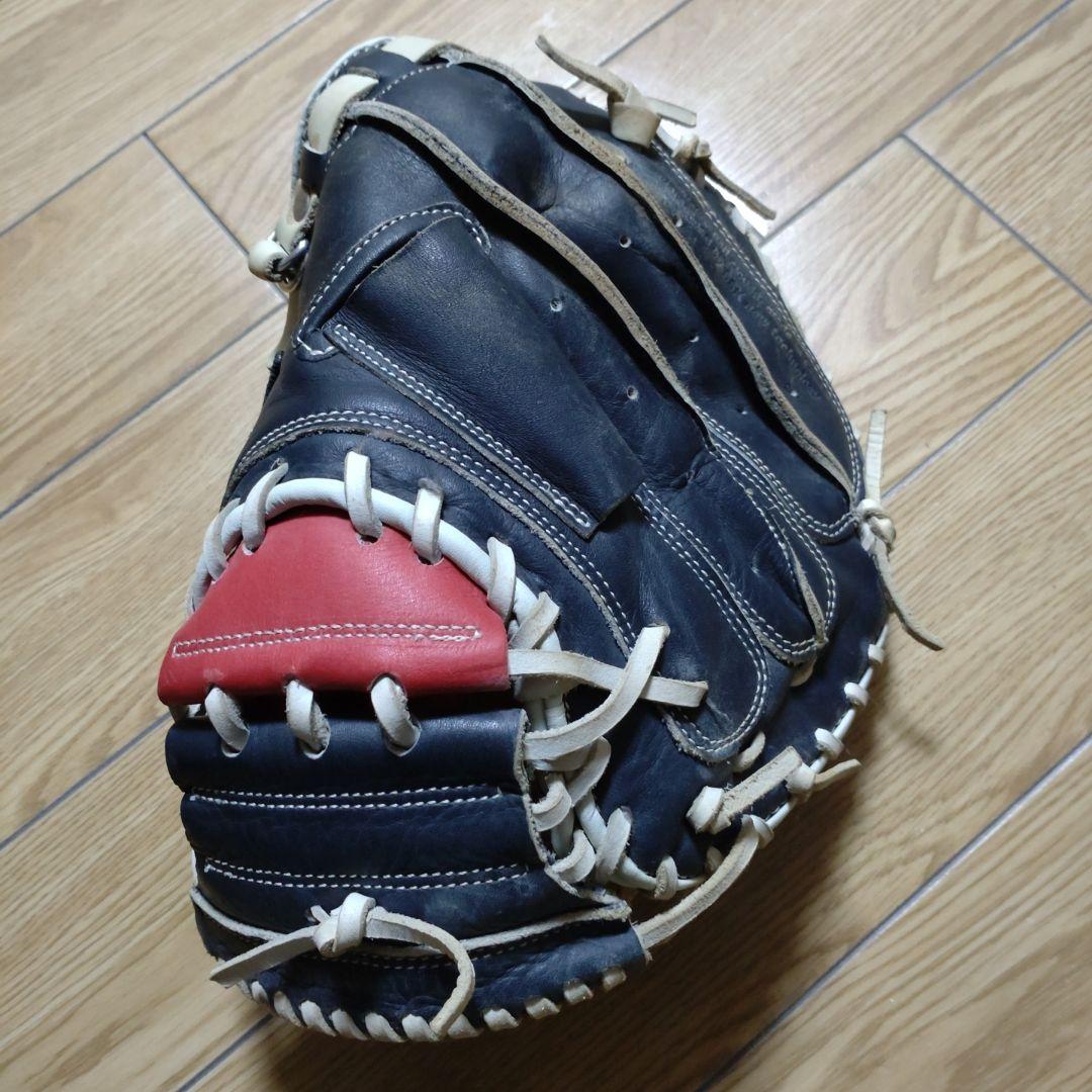 キャッチャーミット 黒赤 レザー