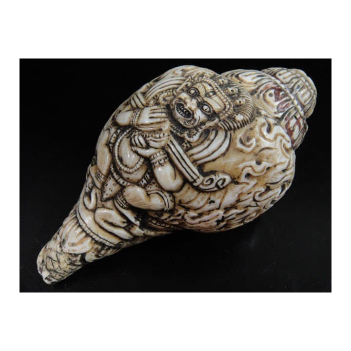 ◆チベット密教法具　法螺貝（シャンカ）ーマハーカーラ（大黒天）