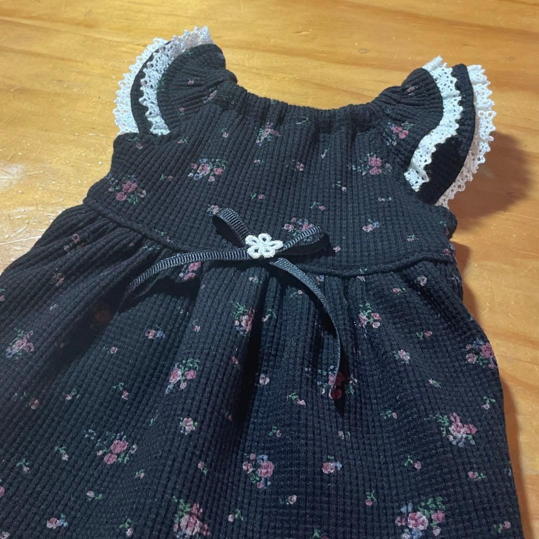 ハンドメイド犬服　ワッフルニットのキャミワンピ　色違い３色　お袖2段レース