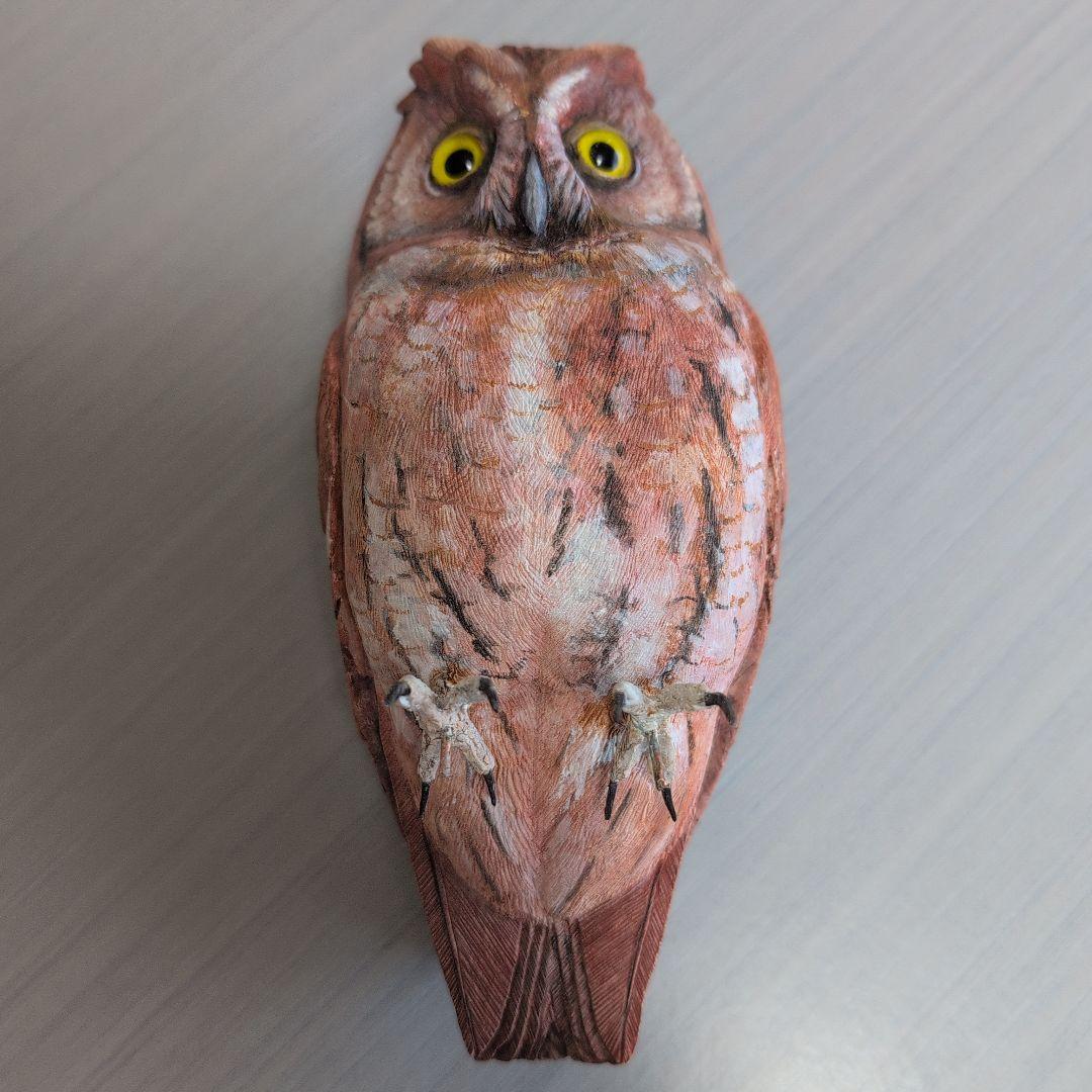 「コノハズク」　リアルバードカービング 木彫りの野鳥　野鳥彫刻