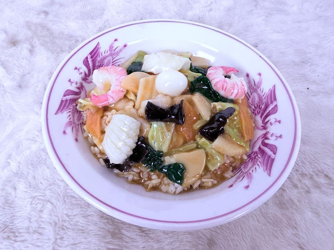 食品サンプル 中華丼 直径約21.5cm リアル 店舗ディスプレイ用