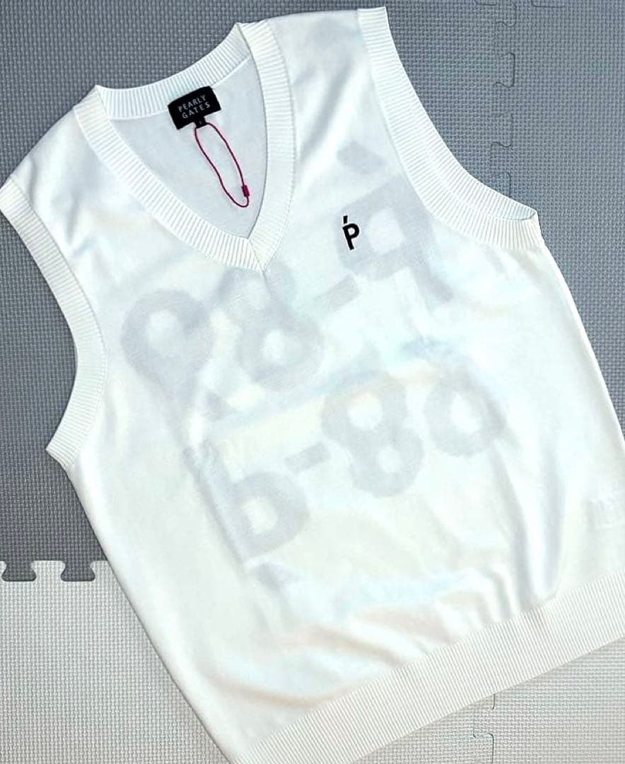 パーリーゲイツ 光栓50ポリエステルニットベスト（WHITE／5）