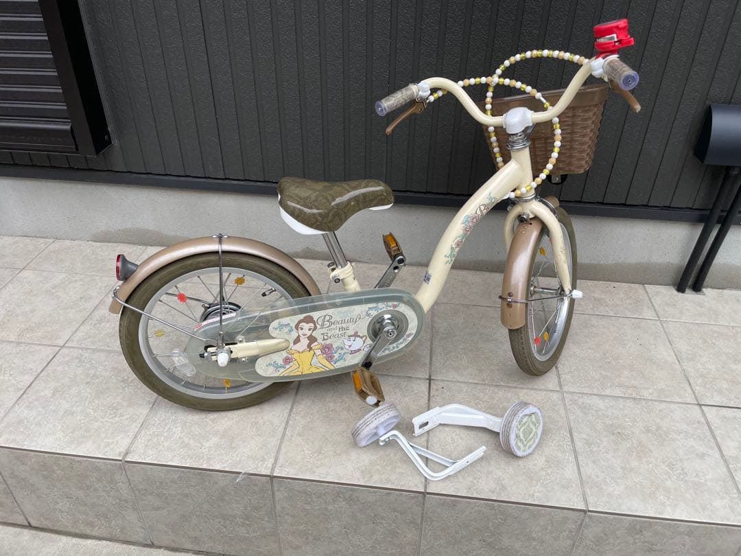 トイザらス 子供用自転車 旧型 ディズニー 美女と野獣 ベルS 補助輪付き自転車