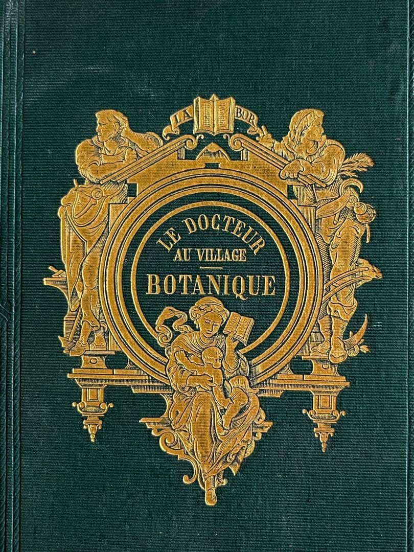 ◆フランスアンティーク｜激レア直筆サイン古書植物草花挿絵19s金彩エンボスハード