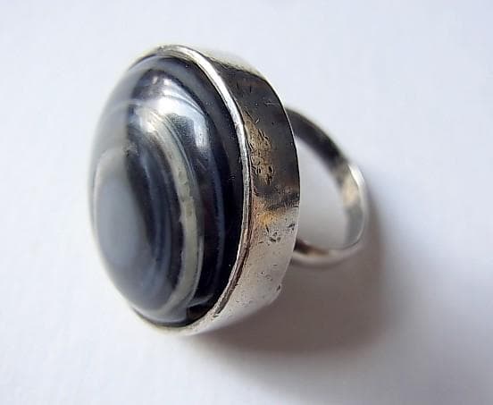 ★E1601★12号銀指輪　シルバーリング　(A36)　瑪瑙　眼文　ルクミック