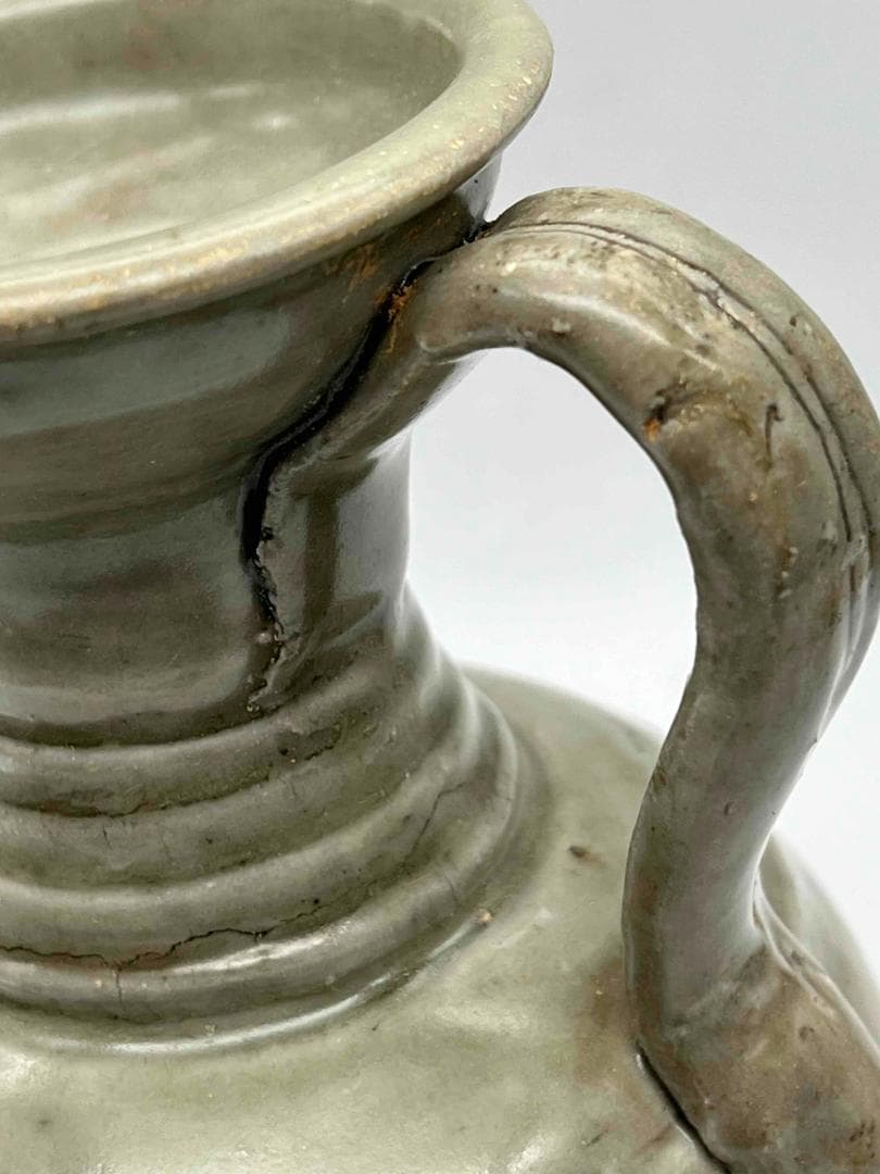 北宋時代　青磁弦紋水注　越州窯　水滴　水指　水差し　茶道具(C-68)