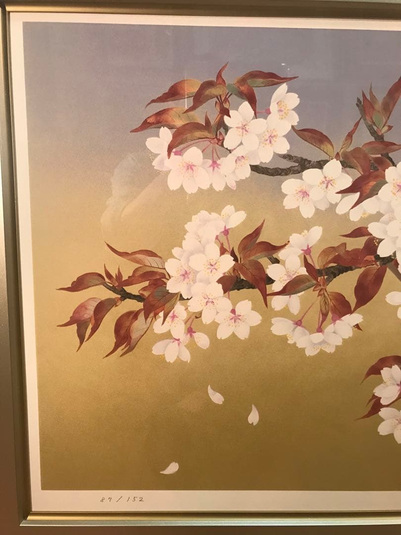 森田りえ子　「山桜」リトグラフ　直筆サイン・落款・エディション・作品証明シール有