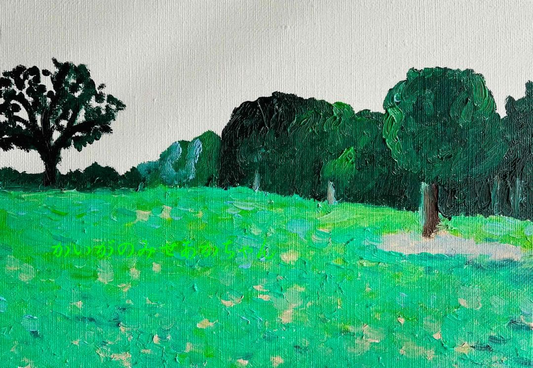 16×23㎝「思い出すのに丁度良い公園」油彩・原画・サムホールサイズ