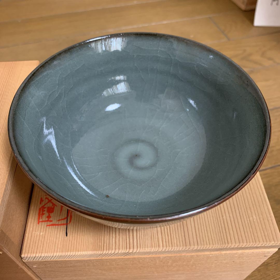 ⑦ 松本城御用窯六代目陶工　木村万岳作 青白磁  茶碗