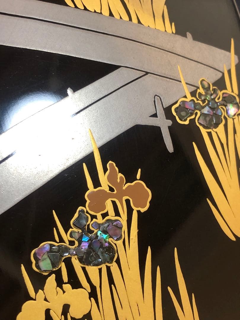 《R》杜若に八橋蒔絵 螺鈿 茶箱 お茶道具9点 仕覆付 元箱 260203く4