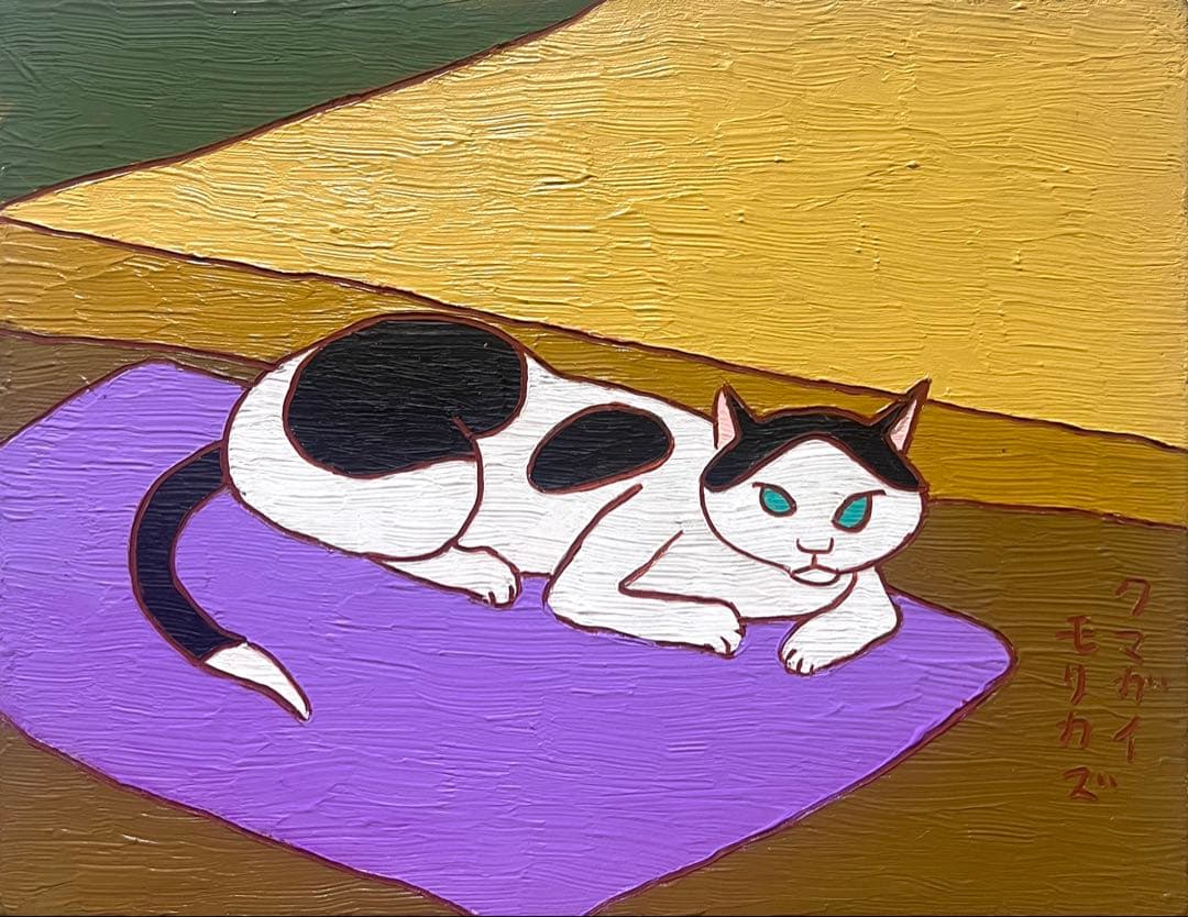 (F6号）熊谷守一【猫】肉筆/表サイン有り/裏シール有り/油彩/厚塗り/b