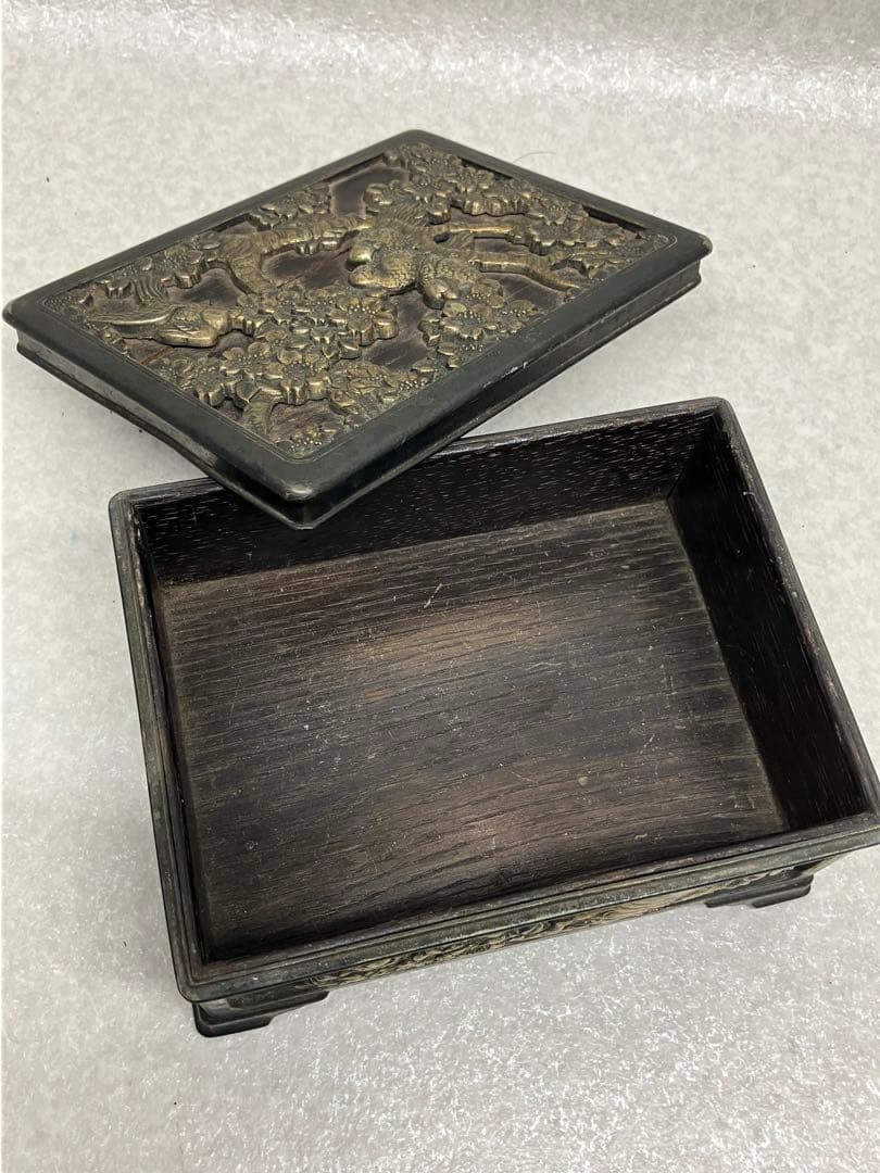 アンティーク　タバコケース　煙草入れ　昭和初期　花鳥図　小箱