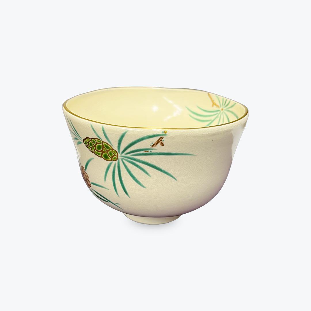 茶碗　京焼「金彩色絵高野槙図」抹茶茶碗　抹茶碗　茶道具
