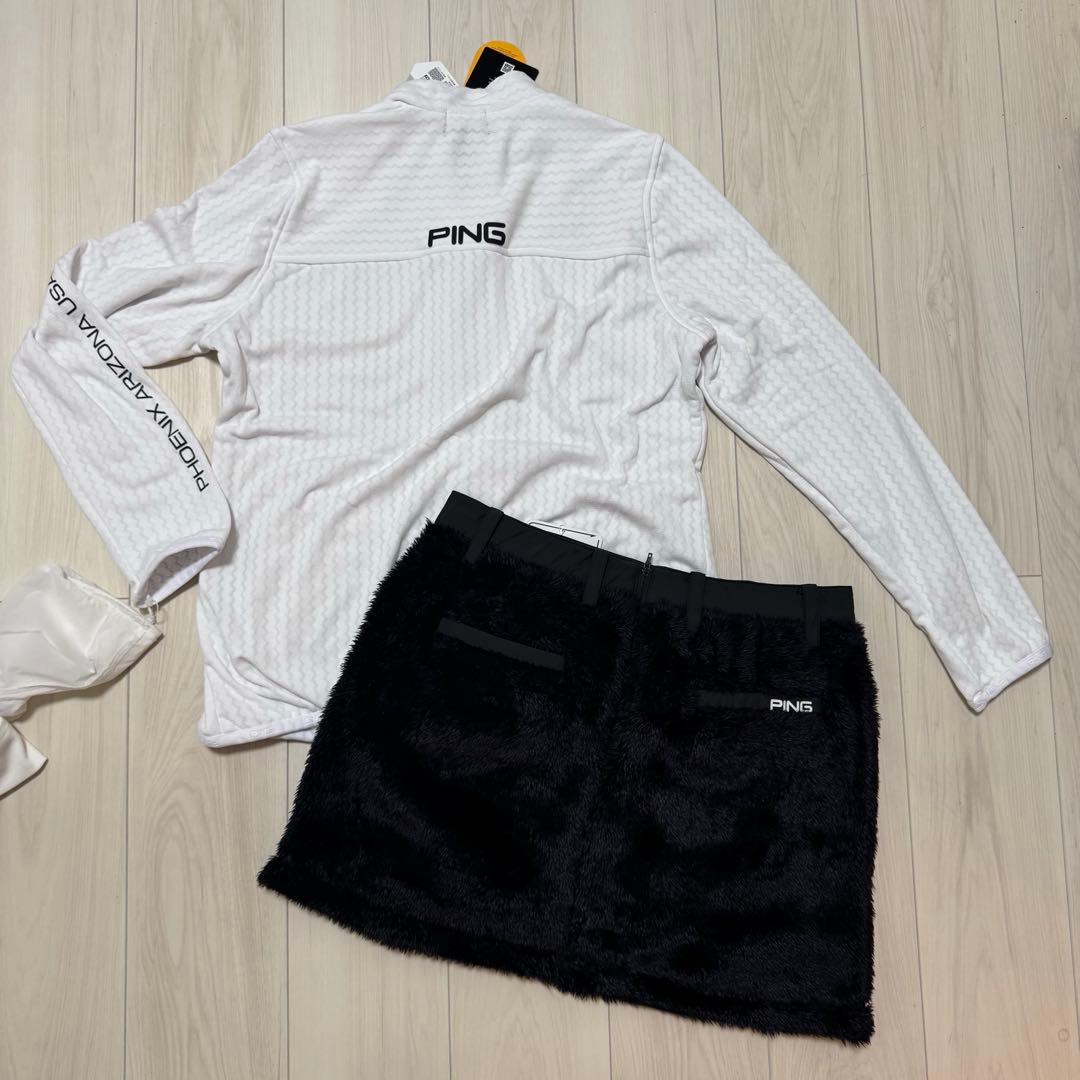 ピン 3点セット セットアップ ブルゾン インナー スカート 秋冬 ゴルフウェア