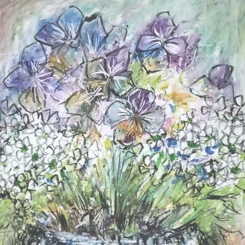 ☆松崎祐哉☆「 花 」肉筆　クレヨン画 　インチサイズ　新品！