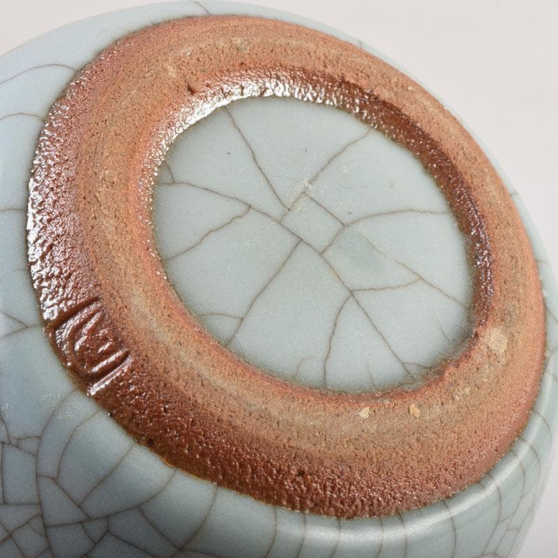 人間国宝　弓野窯　中島宏造　青磁　徳利　共箱　V　9154