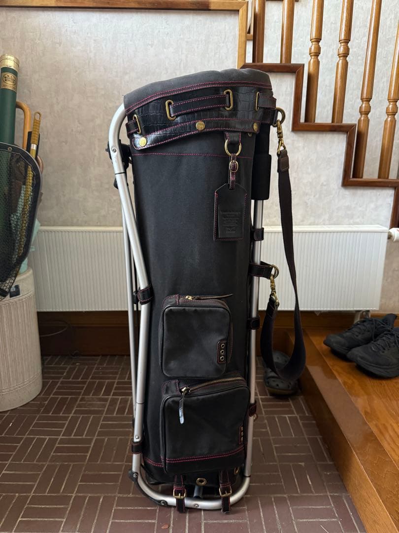 希少　木の庄帆布　ミズノ　フレームウォーカー　クロコスタンドキャディバッグ